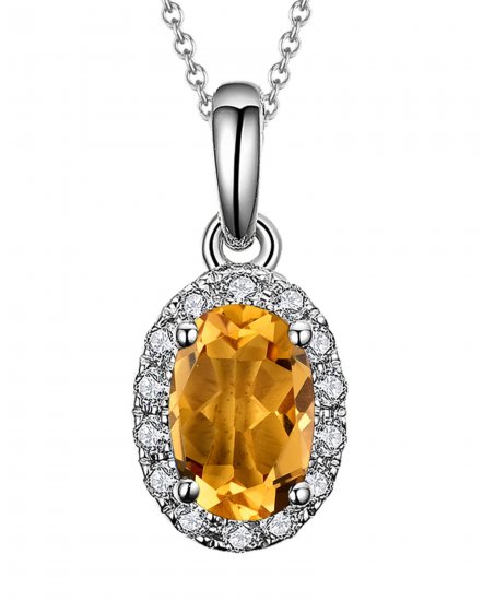 OVAL COLORED STONE DIAMOND PENDANT (VP407)